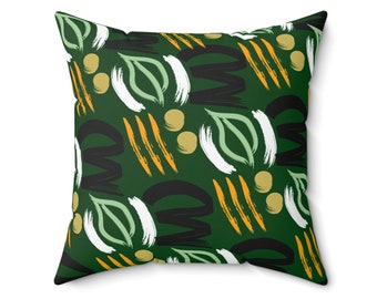 Decorative pillow patterned cushion living room back rest soft square cosy African print cushion green abstract print decorative cushion