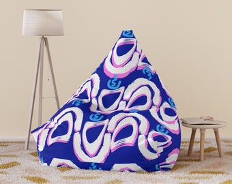 Cover bean bag cover seat zipped floor seat empty bean bag blue African print durable patterned comfy bold white pink blue unique pouffe