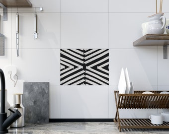 Glossy pattern ceramic tile African inspired photo tile African pattern kitchen tile matte black & white bathroom tile bold print unique