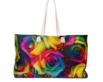 Sac fourre-tout week-end roses multicolores