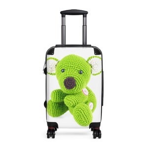 Grüne Teddybär-Koffer, grüner Teddybär, Teddybär-Koffer, Kinderkoffer, Kinderhandgepäck,