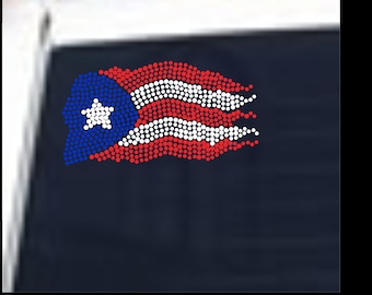 Puerto Rico Rhinestone Flag Decal Sticker, Puerto Rico Flag, Puerto Rico Car