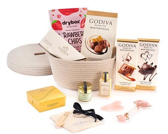 Set regalo con assortimento di cioccolato, cesto regalo Lady Godiva, capolavori premium