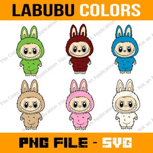 6 Colors Labubu PNG, Labubu Bundle Png, Labubu SVG, Labubu Sticker Png Svg, Print File, Print-and-Cut, Commercial Use, Digital Download