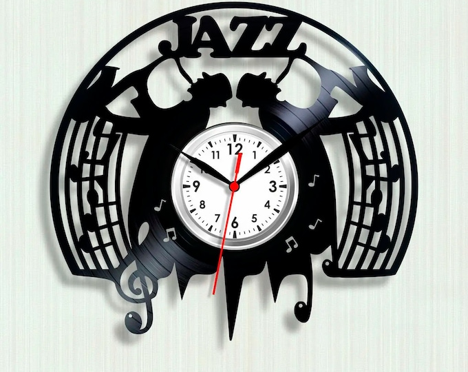 Jazz Band Vintage Vinyl Record Clock, Laser Cut Wall Art, Unique Decor for Jazz Club, Christmas Gifts for Women, Birthday Gifts