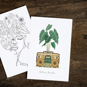 Carte de voeux plante, carte vierge pour amateurs de plantes, carte plante femme, jeu de cartes botanique