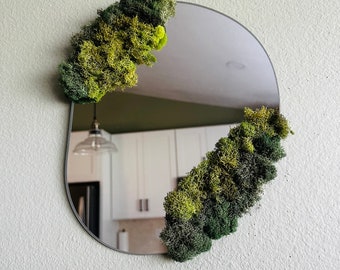 Preserved Moss Mirror, Mirror Moss Art, Moss Wall Art