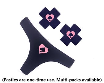 BBC Only Lingerie Set Queen of Spades Stickers Thong QOS BBC Hotwife Clothing Set