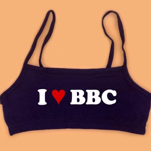 I Love BBC Bralette Queen of Spades Shirt Hotwife Clothing QOS Crop Top Bra Cuckold Slut Clothes Black