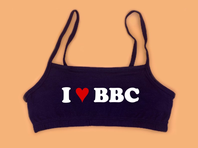 I Love BBC Bralette Queen of Spades Shirt Hotwife Clothing QOS Crop Top Bra Cuckold Slut Clothes Black