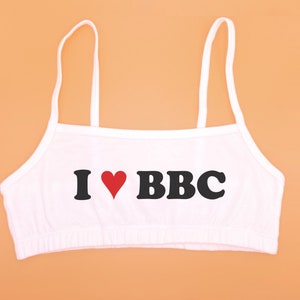 I Love BBC Bralette Queen of Spades Shirt Hotwife Clothing QOS Crop Top Bra Cuckold Slut Clothes White