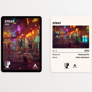 Stray (2022) - Petite impression minimaliste de cartes à collectionner de jeux vidéo