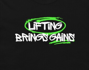 Lifting Brings Gains Athletic Fit Gym Shirt, Swole & Swagger Graphic Tee, Bodybuilding T-Shirt, Workout Tshirt