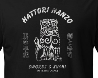 Hattori Hanzo Swords and Sushi Vintage Graphic Tee, camiseta Swole & Swagger, camiseta de ajuste atlético, camisa de película retro, manga corta