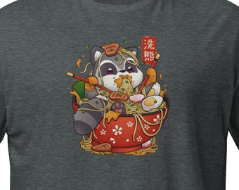 Trash Panda Racoon Eating Ramen Athletic Fit Shirt, Swole & Swagger Graphic Tee, Asian T-Shirt