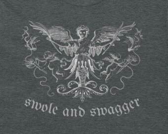 Special Edition Motivation Mantra Gothic Biker Double Sided Athletic Fit Gym Shirt, Swole & Swagger Graphic Tee, Bodybuilding T-Shirt