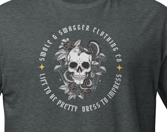 Skull & Snake with Mushrooms Lift To Be Pretty Dress To Impress Athletic Fit Gym Shirt, Swole and Swagger Graphic Tee, Bodybuilding T-Shirt