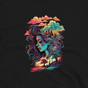 Modern Geisha Watercolor Graphic Tee Athletic Fit Short-Sleeve Unisex T-Shirt