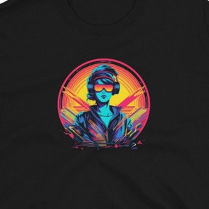 Cyberpunk Future Radio Rebel 80&#39;s Retro Vibe Graphic Tee Athletic Fit Short-Sleeve Unisex T-Shirt