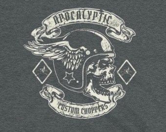 Apocalyptic Custom Choppers Front Print Short-Sleeve Unisex T-Shirt Biker Shirt Motorcycle Tshirt