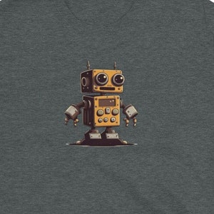 Vintage robot steampunk cartoon grafisch T-shirt atletisch passend uniseks T-shirt met korte mouwen