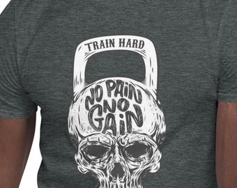 Kein Schmerz kein Gewinn Schädel Kettle Bell Athletisch Fit Gym T-Shirt Bodycycling Shirt