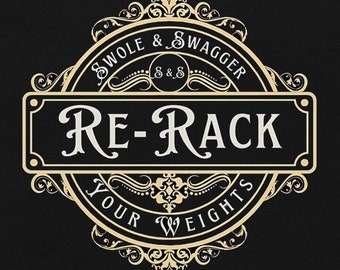 Re-Rack Your Weights Vintage Folienflasche Branding Athletisch Fit Gym T-Shirt, Swole & Swagger Graphic Tee, Bodybuilder-Shirt, Workout-T-Shirt