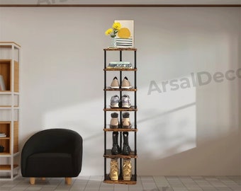 Handgefertigtes 7 Tier Vertikales Holz Aufbewahrungsregal | Schuhbox | Schuhschrank | Schuh Organizer | Schuhaufbewahrung | Schuhregal | Wohndekor