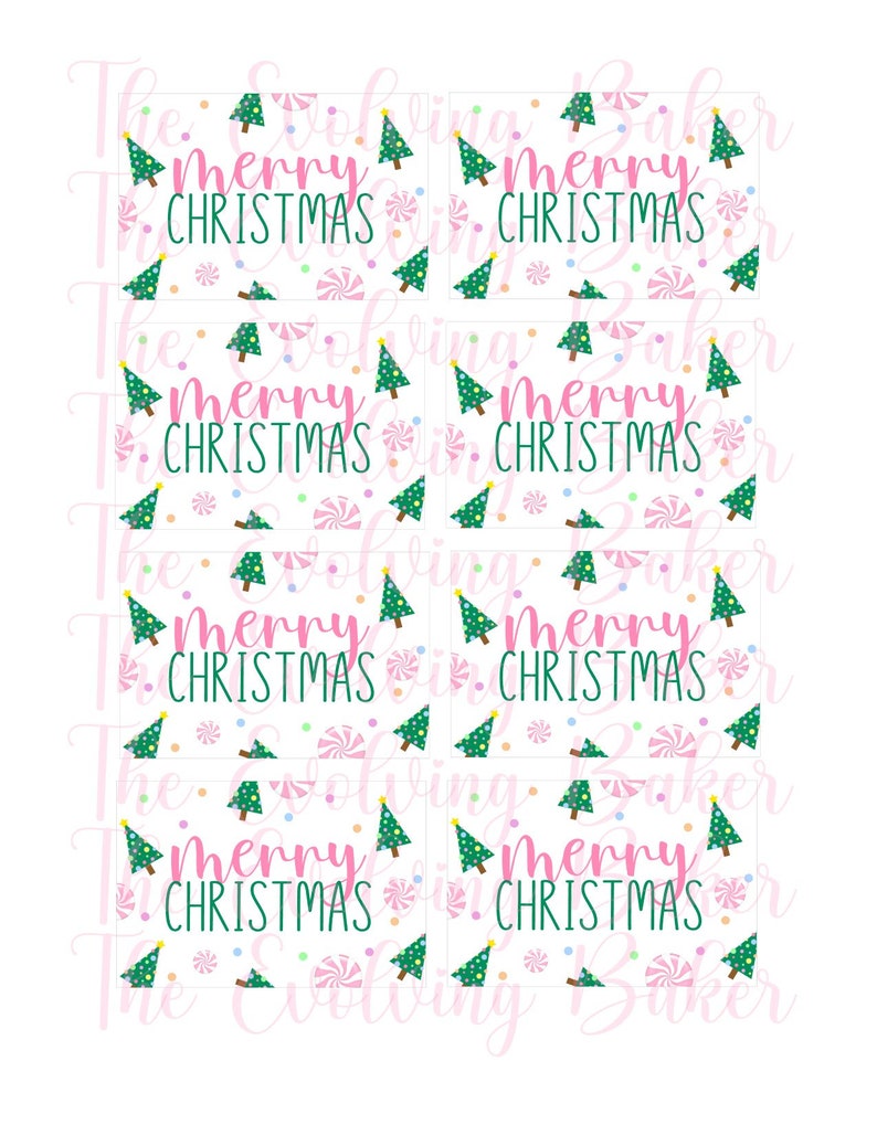 Printable Cookie Tag Merry Christmas Cookie Tag Peppermint - Etsy