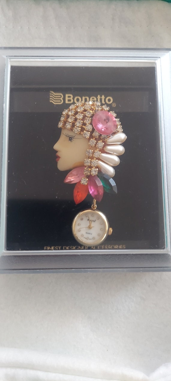 Bonetto Vintage Watch with Jeweled Lady Brooch