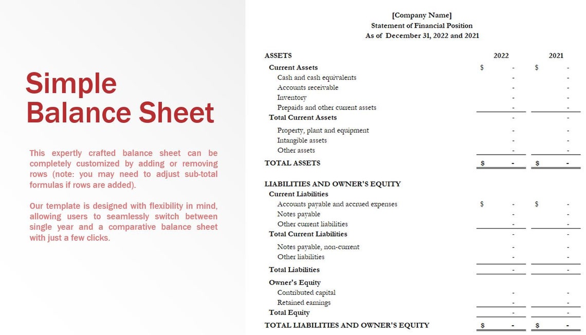 Simple Balance Sheet - Etsy