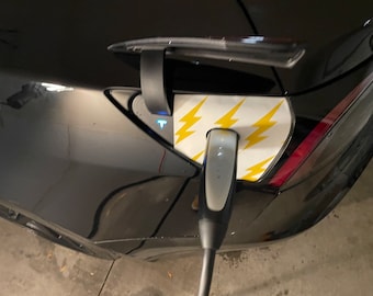 Tesla Model 3 / Y Charge Port Vinyl Wrap - Lightning Bolt (on White Background)