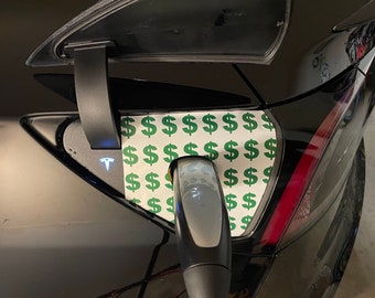Tesla Model 3 / Y Charge Port Vinyl Wrap - Dollar Sign (on White Background)