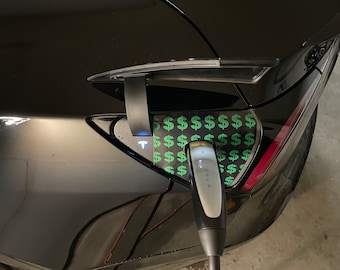 Tesla Model 3 / Y Charge Port Vinyl Wrap - Dollar Sign (on Black Background)