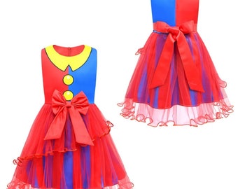 The Amazing Digital Circus Costume Dress Up Outfit for Girls Clown Dress with Tulle