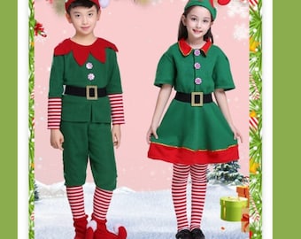 Christmas Elf Costume for Boys Girls Sibling Best Friend Children Xmas Costumes