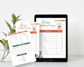 Rastreador de hitos para bebés digital moderno Descarga instantánea para apreciar recuerdos de hitos Imprimibles de hitos para bebés personalizados Rastreador de bebés