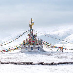 Prayer Flags in the Snow - Transporting the Buda - Digital Download - Printable Wall Art, Digital Print, Digital Art, Digital Wallpaper