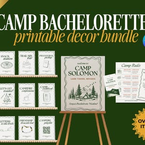 Camp Bachelorette Decor Bundle, Camp Bach Bundle, Let&#39;s Get Toasted Sign, Camp Bach Sign, Last Trail Before the Veil, Camp Welcome Sign