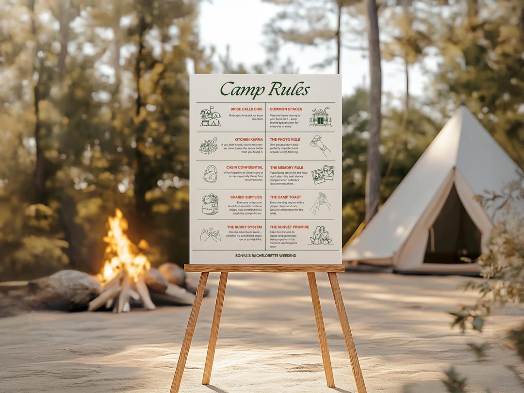 Camp Bachelorette Rules Sign: Last Trail Before the Veil (printable ...