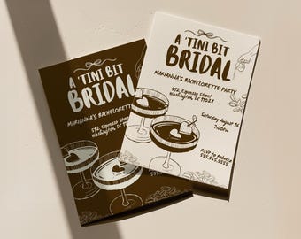 Espresso Martini Bachelorette Party Invitation Canva Template | A Tini Bit Bridal, Editable Template