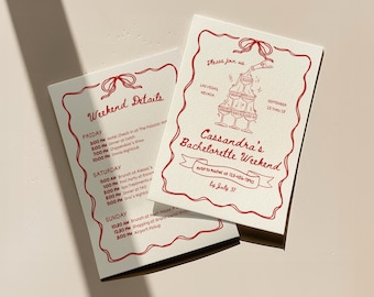 Illustrated Bachelorette Invitation + Weekend Itinerary (Digital Download)