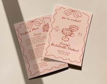 Handwritten Bachelorette Invitation & Itinerary Template (Digital Download)