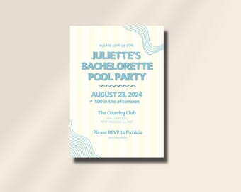 Last Splash Bachelorette Party Invitation Template: Editable Pool Party (Canva)