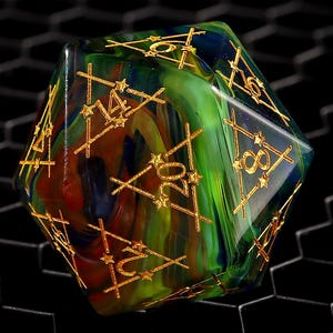 Full Set Rainbow Aurora Glass DnD Dice Set| Handmade Uniqe GM Gift Dice Set | Dungeons and Dragons Tabletop Gaming RPG Role Polyhedray Gming
