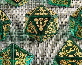 Green DnD Dice Set Gift For GM Gemstone Dice D20 | Dungeons and Dragons Tabletop Gaming  Role Polyhedral Gaming Dice Set