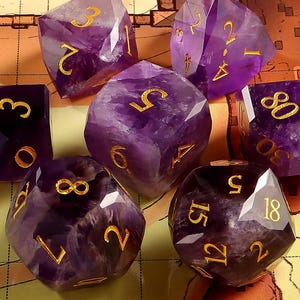 Amethyst DnD Dice Set| Multi-Faceted Gemstone|Meditate Gemstone| Dungeons and Dragons Tabletop Gaming RPG DND Role Polyhedra Gming Dice Set
