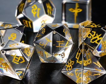 Zestaw kości Rogue Crystal | Zestaw wielościennych kości Clear Crystal | Zestaw kości DND z kamieniami szlachetnymi | Kości D20. Niestandardowe kości TRPG | Zestaw kości DnD Classes D20
