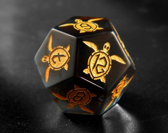 Sea Turtle DnD Dice Set| Ocean Theme Black Glass Dnd Dice Set | Dungeons and Dragons Tabletop Gaming RPG Role Polyhedral Gaming Dice Set