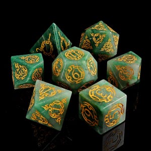 Natural African Jade DnD Dice Set| Gemstone Dnd Dice Set | Dungeons and Dragons Tabletop Gaming RPG DND Role Polyhedra Gming Dice Set